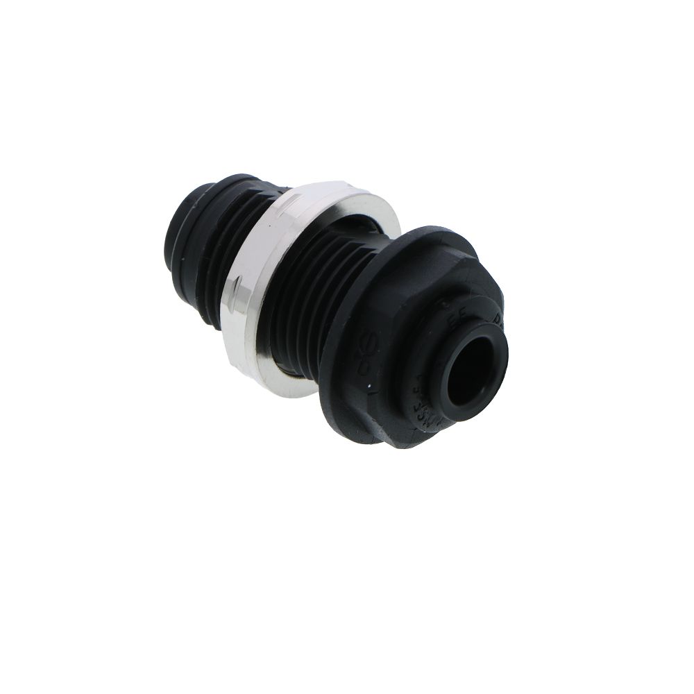 John Guest Bulkhead Union Black Polypropylene - 1/4