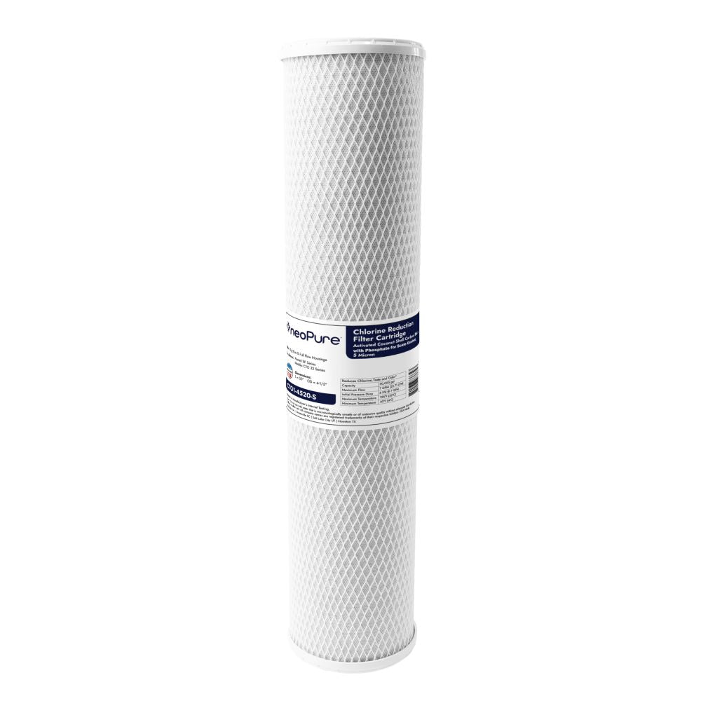 Neo-Pure CTO1-4520-S 4-1/2" x 20" Carbon Block Filter 5 Micron with 6 oz Siliphos CTO/Scale Prevention