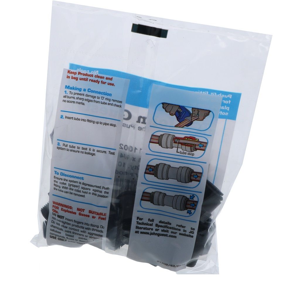 John Guest Male Connector BLACK ACETAL - 10mm x 1/4 BSPT