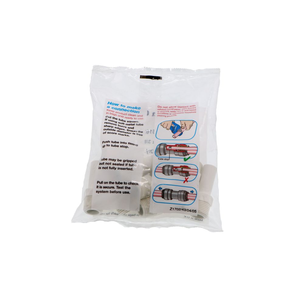 John Guest Stem Adapter Polypro - 1/2 x 3/8 NPTF