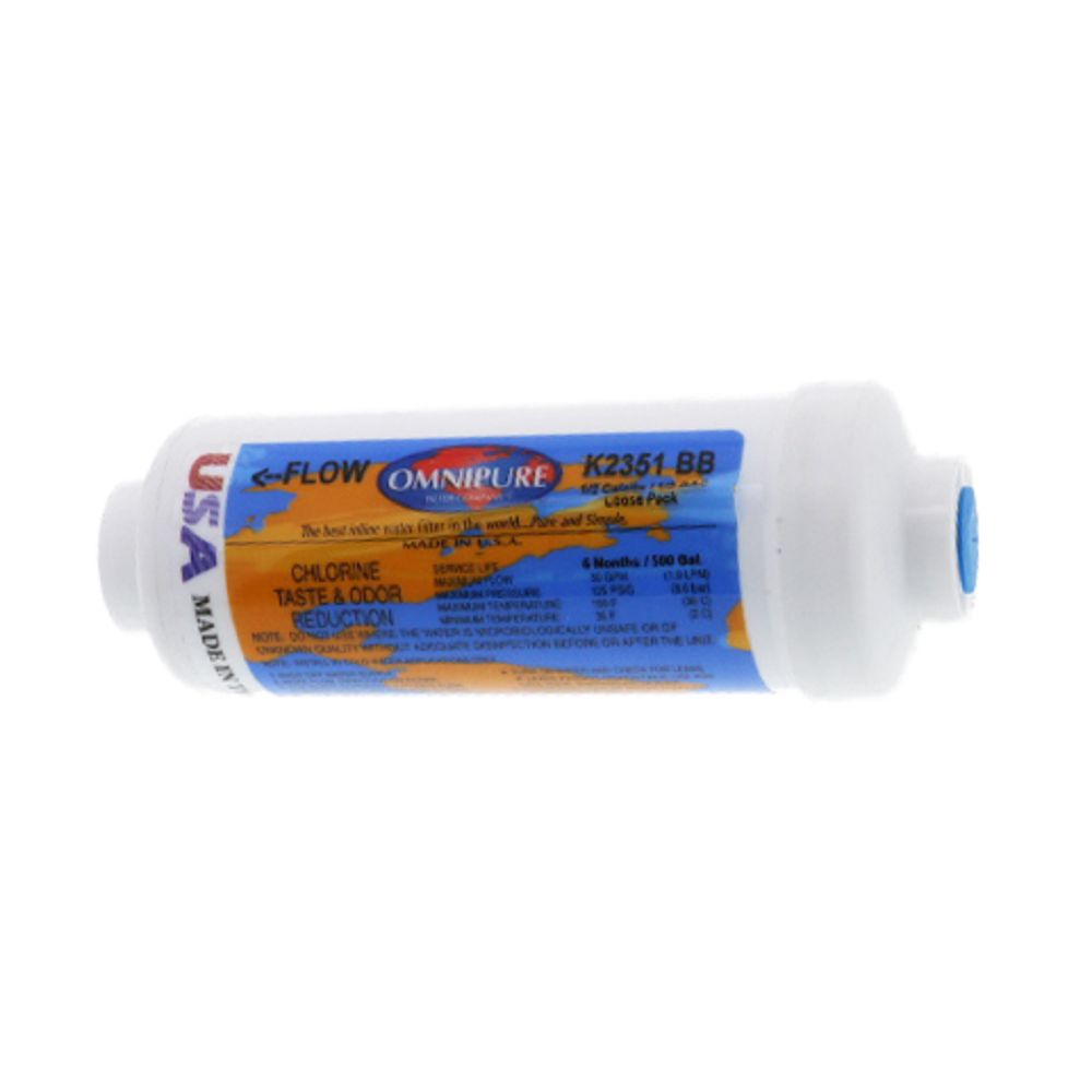Omnipure K2351CALCCLPSO-BB Inline Calcite/Coco Shell GAC - 6 x 2 Screen Only 1/4 FPT Filter