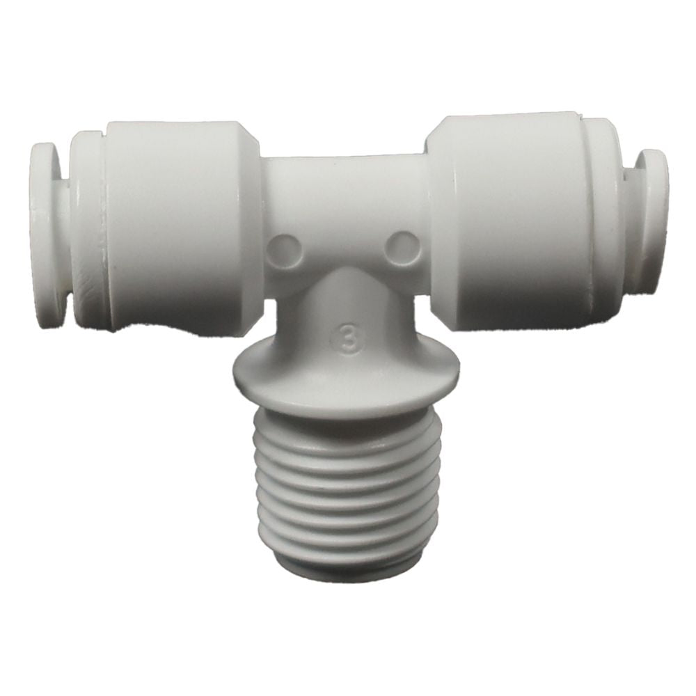 Male Branch Tee Acetal 1/4 qc x 1/4 qc x 1/4 MNPT Branch