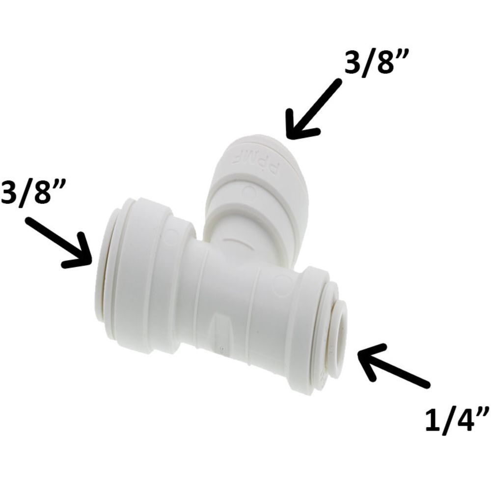 John Guest Reducing Tee Polypro - 3/8 x 1/4 Run x 3/8