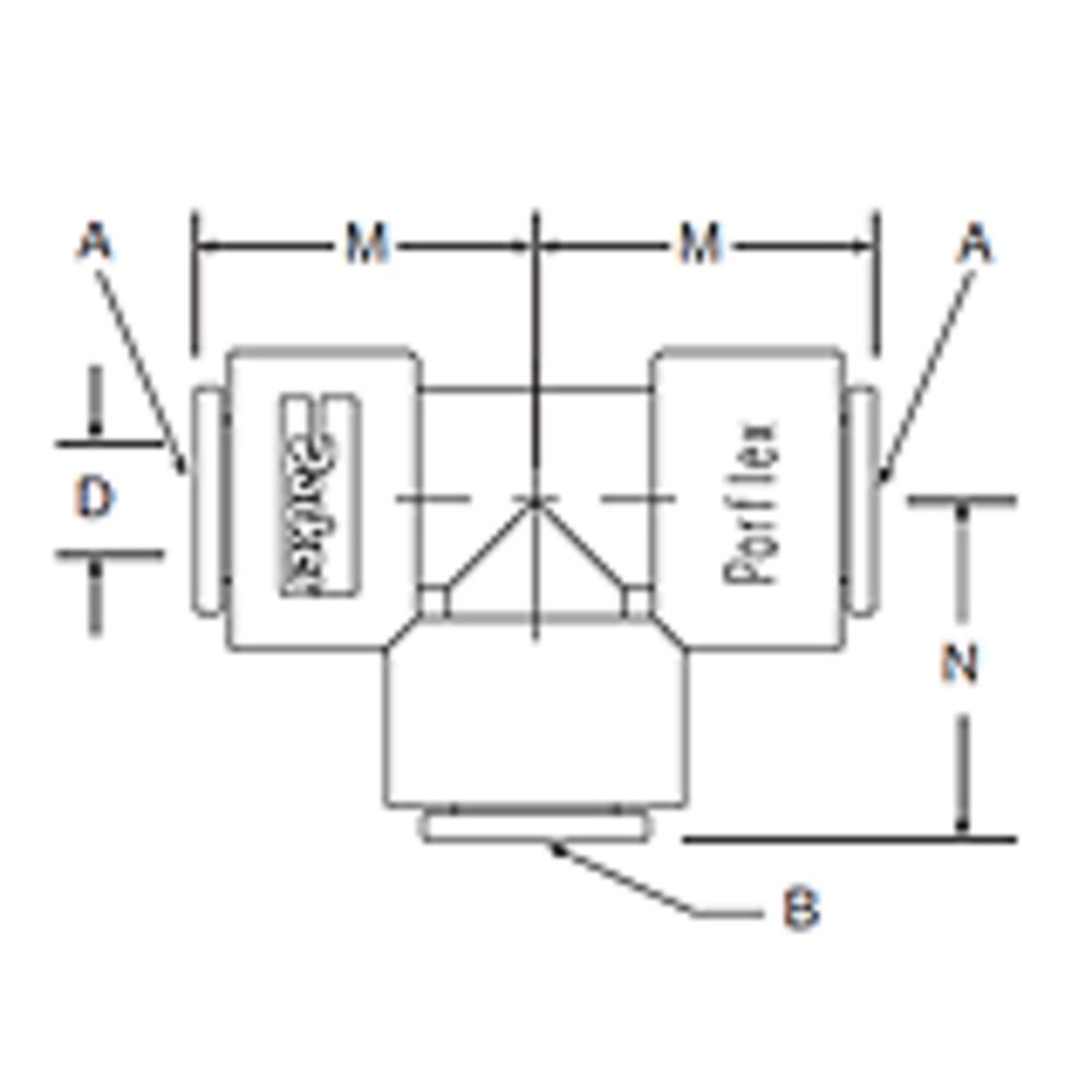 Kynar PVDF Union Tee - 3/8 x 1/4 Branch