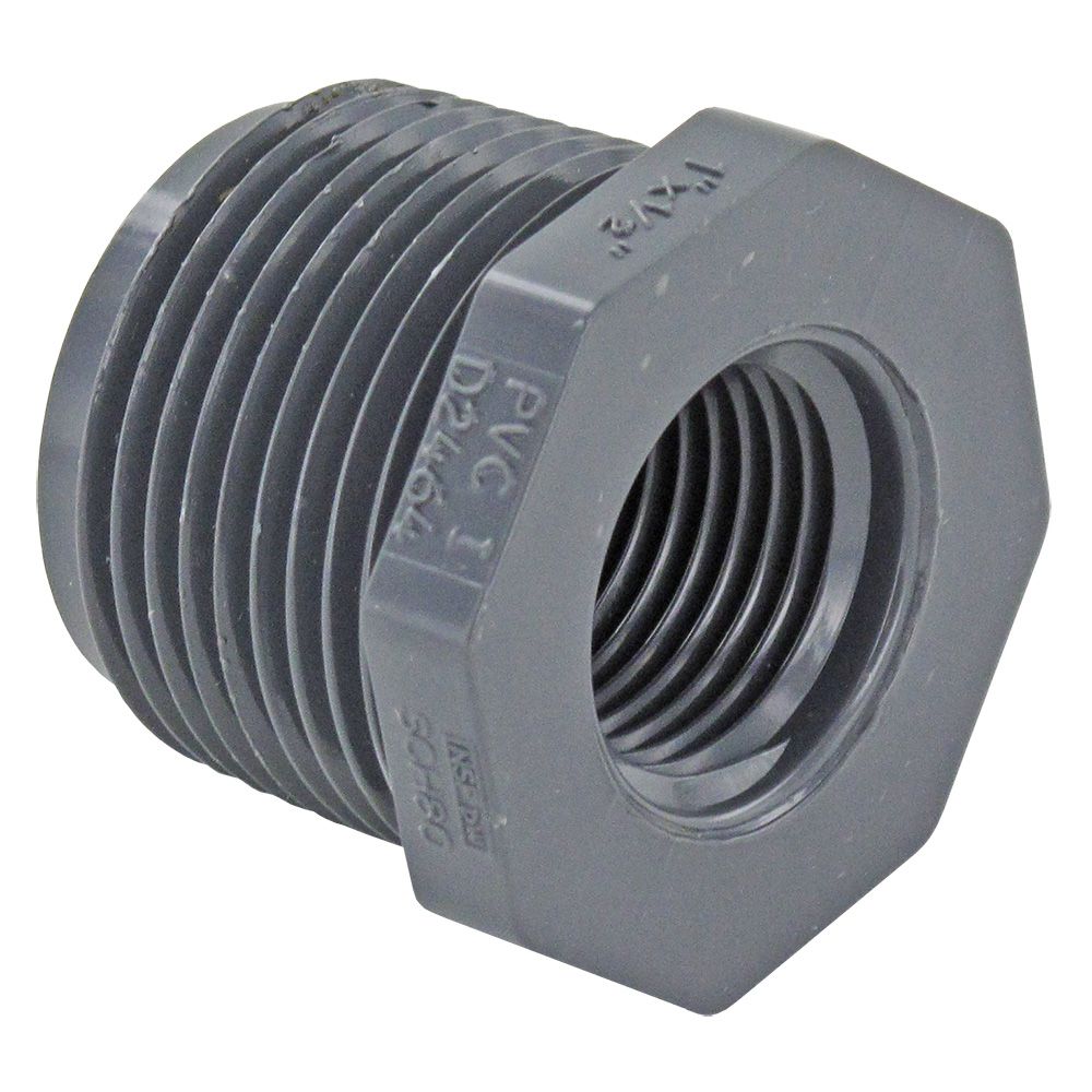PVC Reducer Bushing - 1 MIPT x 1/2 FIPT