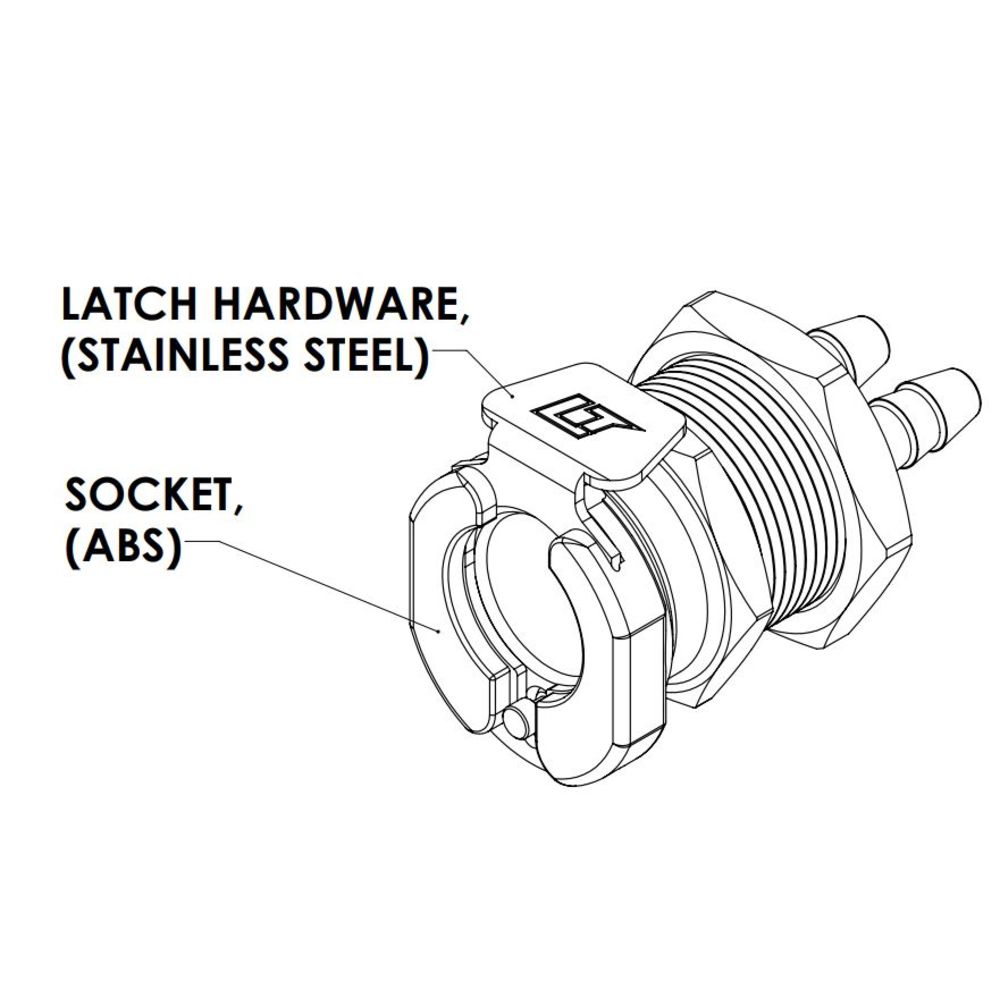 LinkTech 42AB Series Panel Mt. Female, Non-valved, 1/8" HB, ABS