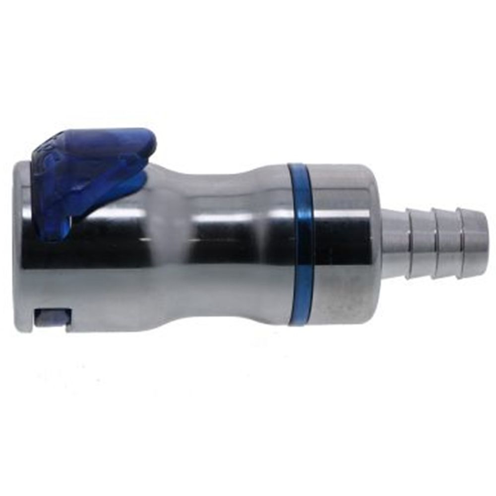 LQ6D17006BLU Valved In-Line Liquid Cooling Coupling Body 3/8 ID Barb Cool Blue