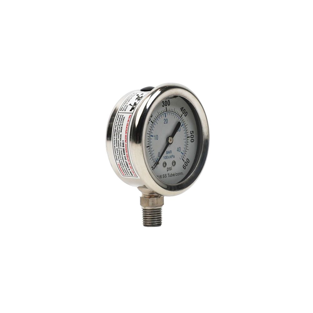 Water Pressure Gauge 600 PSI, 1/4" MPT, 2.5" Dial, Lower Back Mount, SS Case