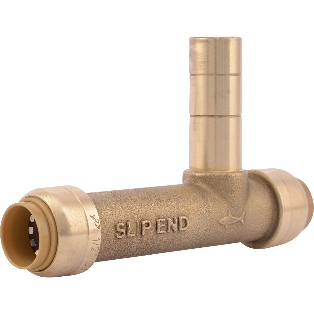 SharkBite® U4482LF Lead-Free Brass Push-to-Connect Service SLIP Tee - 1/2" x 1/2" x 1/2" CTS