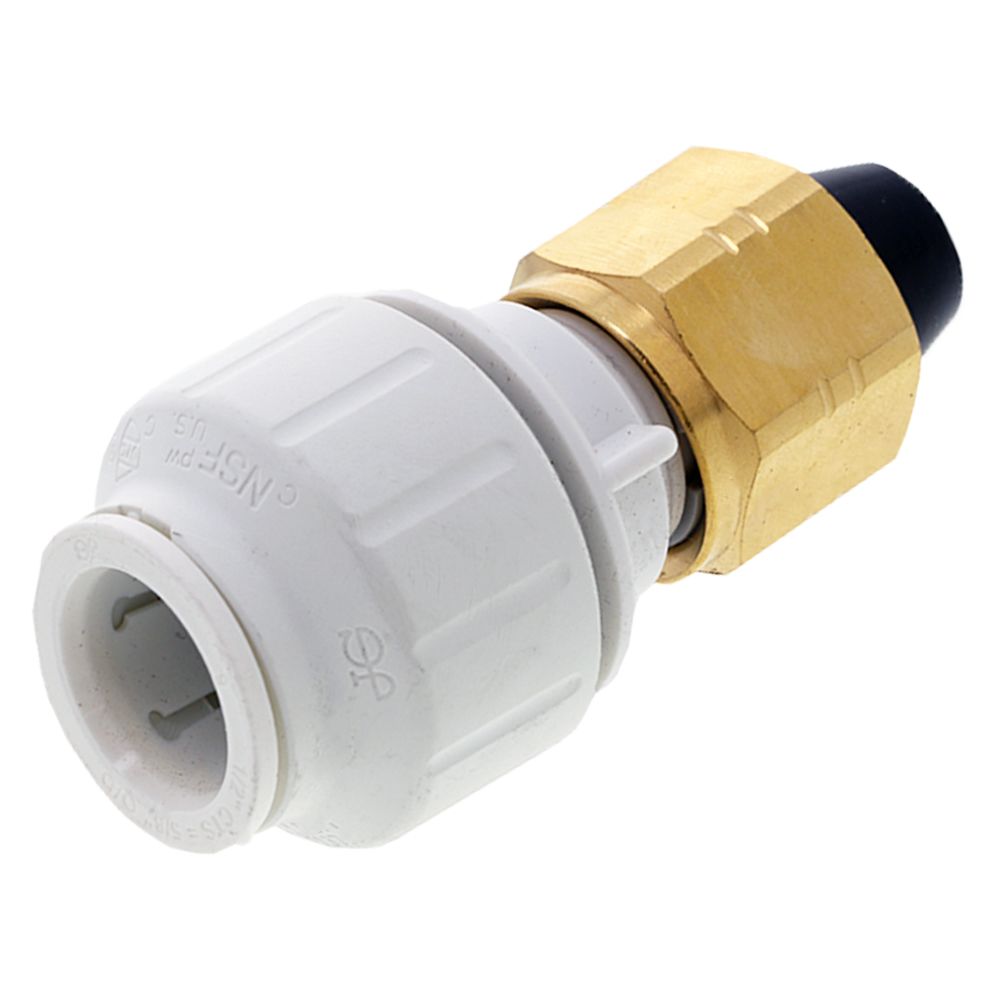 John Guest Female Connector w/Brass Nut - 1/2 CTS x 1/2 NPS