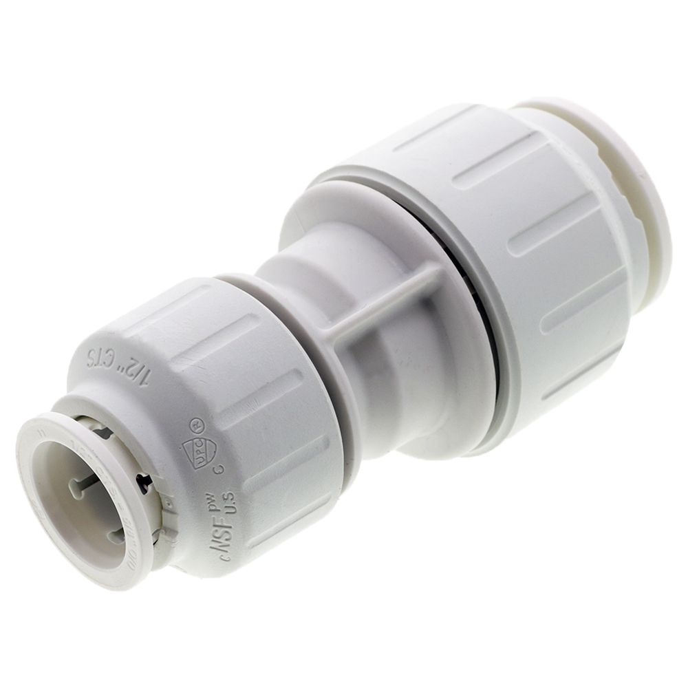 John Guest White Reducing Coupler - 1/2" CTS x 3/4 CTS