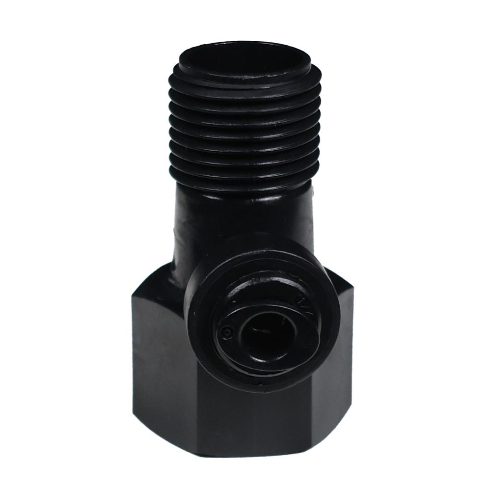 NeoFit - Black Feed Water Connector Acetal 1/4 OD x 1/2 qc x 1/3