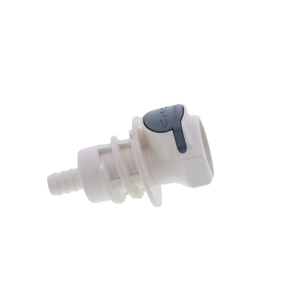 80300 NSF Valved Panel Mount Hose Barb Coupling Body 3/8 ID Barb