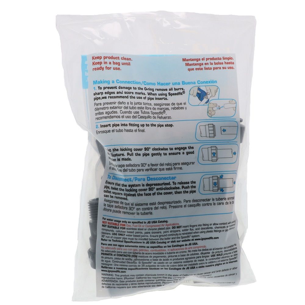 John Guest Black Male Connector - 1/2 CTS x 1/2 NPT