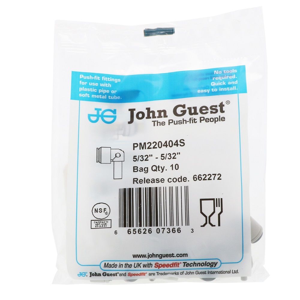 John Guest Stem Elbow Connector - 5/32 Stem x 5/32 Tube