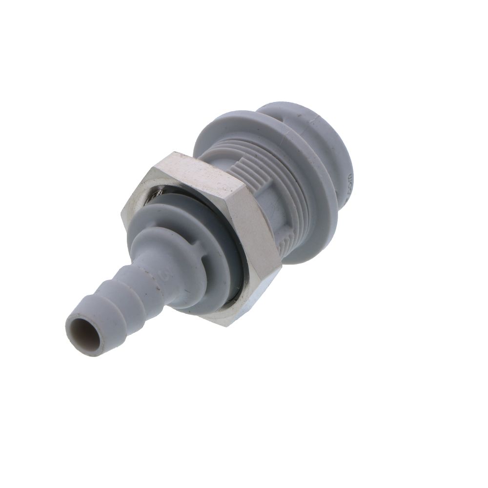 NS2D1604 Valved Panel Mount Hose Barb Coupling Body 1/4 ID Barb