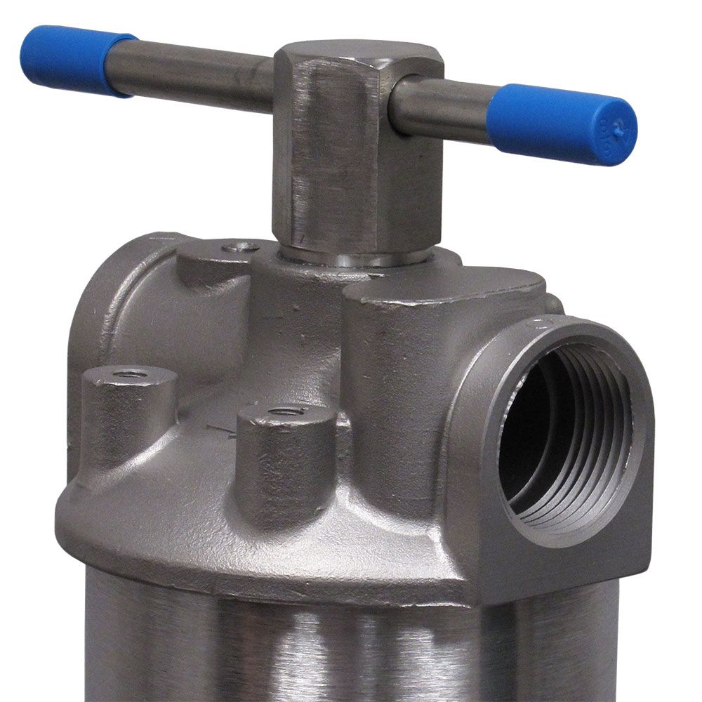 Single Filter Bolt/Nut Housing, 20", T-Handle 316L, 1" FPT