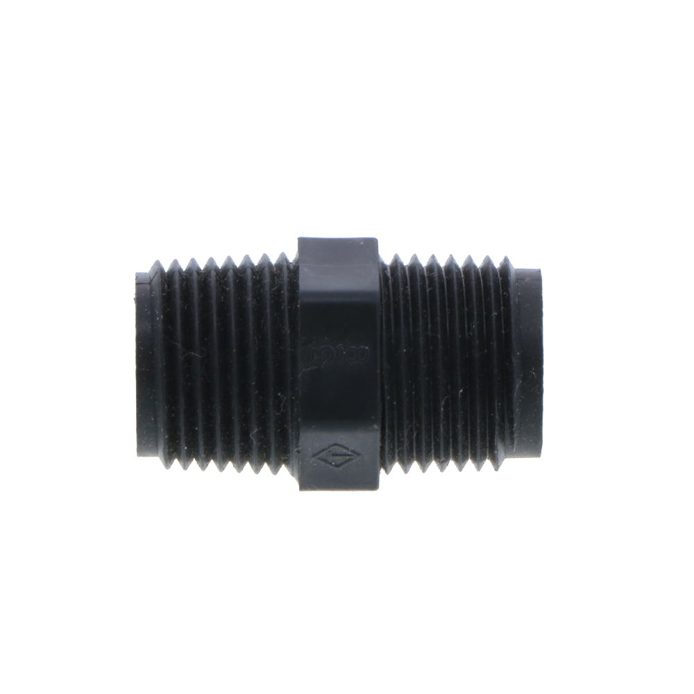Nipple Hex - 3/8 x 3/8 MPT Black Polypropylene