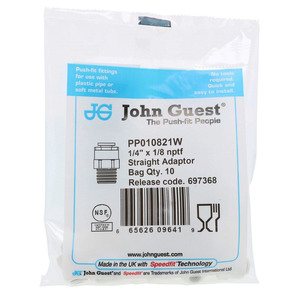 John Guest Male Connector NPTF Polypro - 1/4 x 1/8 NPTF