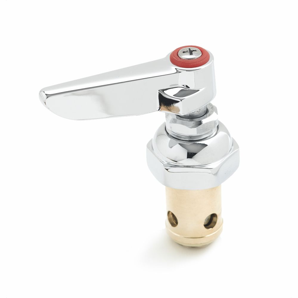 KWODE Brass Eterna Spindle Assembly – Hot Side Replacement Valve For Wall Mount Commercial Pre-Rinse Faucets, Lever Handle, Red Index