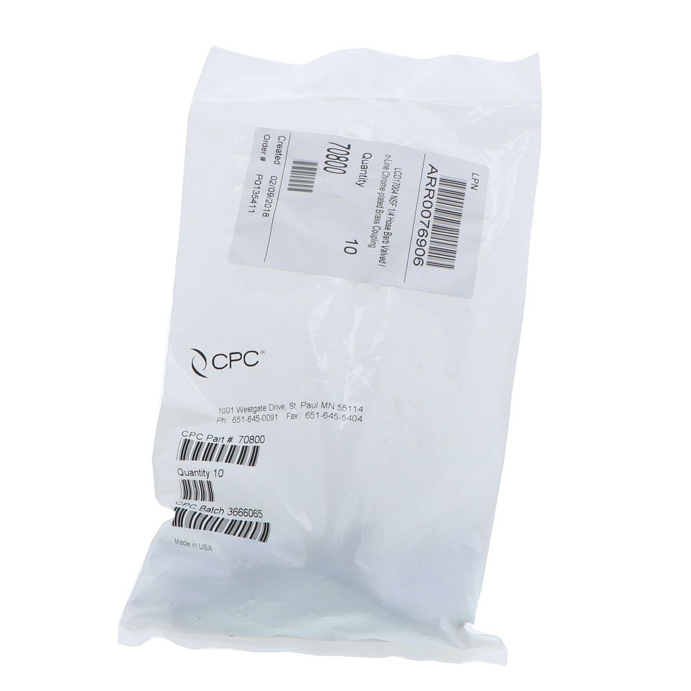 70800 NSF Valved In-Line Hose Barb Coupling Body 1/4 ID Barb