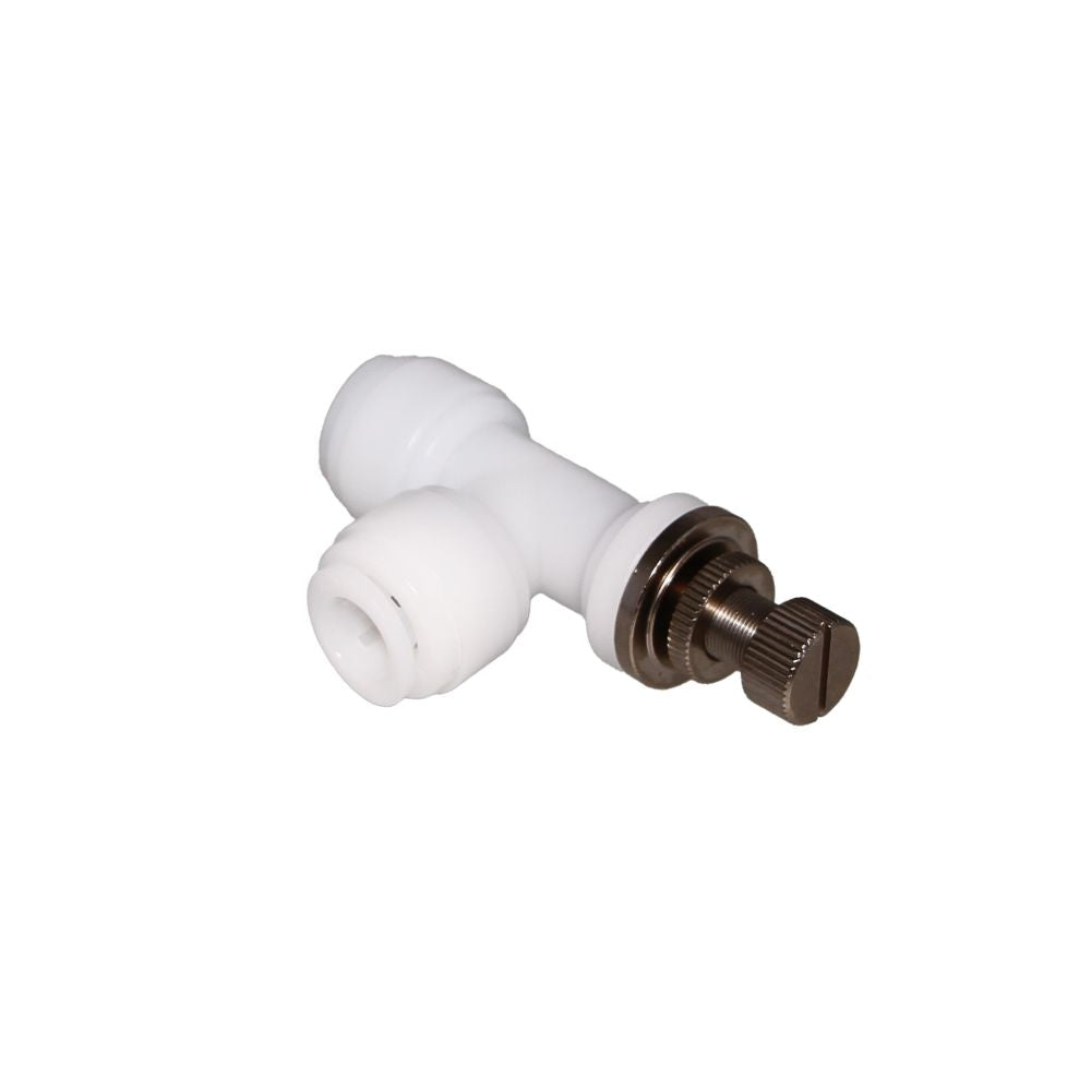 NeoFit - Acetal Natural White Flow Control Elbow Union 1/4" tube