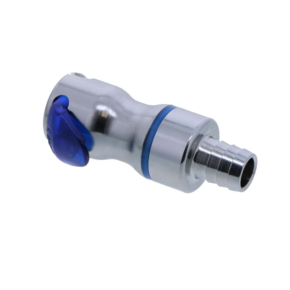 LQ6D17008BLU Valved In-Line Liquid Cooling Coupling Body 1/2 ID Barb Cool Blue