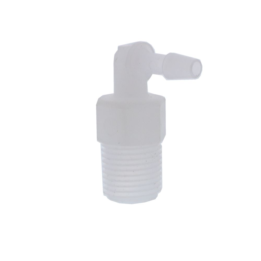 Male Barb Elbow Natural Kynar - 1/8 ID Barb x 1/8 MPT