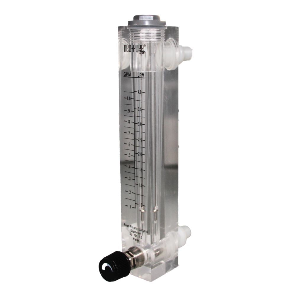 Neo-Pure Adjustable Panel Mount Flowmeter 0.1-1GPM 1/4" MNPT