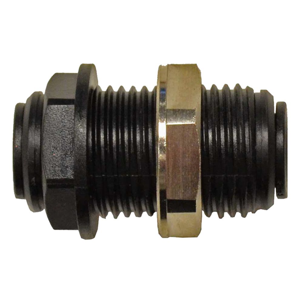 John Guest Bulkhead Union Black Polypropylene - 3/8