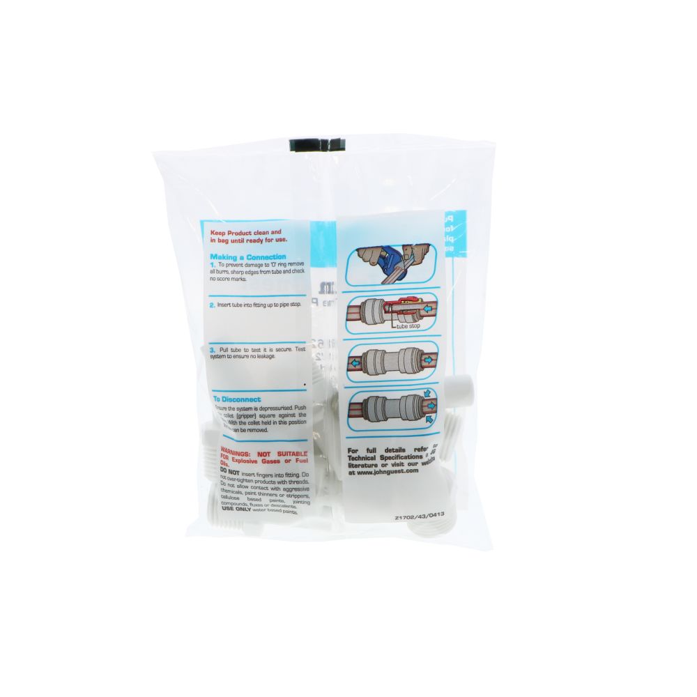 John Guest Stem Adapter Polypro - 1/2 x 1/2 NPTF