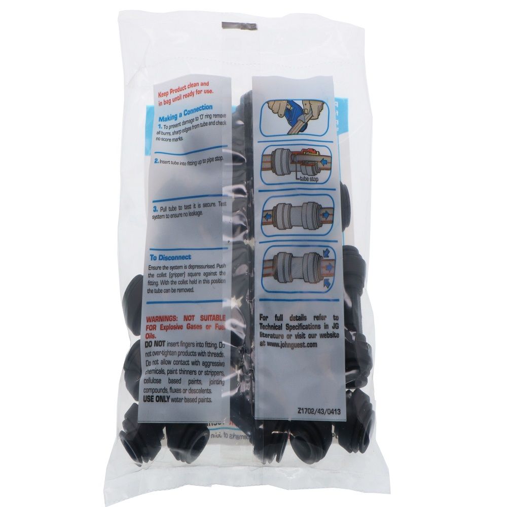 John Guest Union Tee Black Polypropylene - 5/16