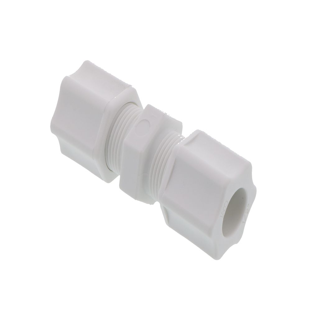 JACO 15-8-P-O Polypropylene Union Connector 1/2 OD Tube x 1/2 OD Tube