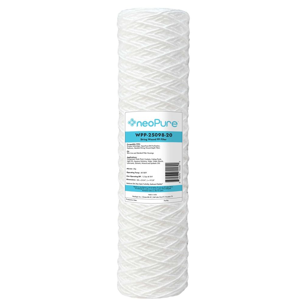 Neo-Pure WPP-25098-20 10" Surfactant Free String Wound Filter 20 Micron