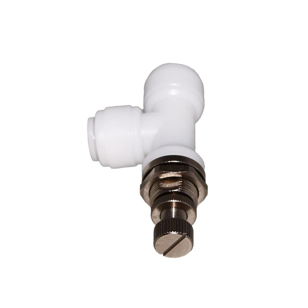 NeoFit - Acetal Natural White Flow Control Elbow Bulkhead 3/8" tube