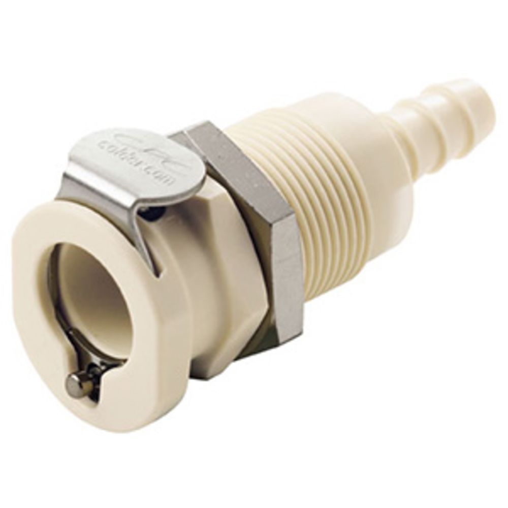 PLCD1600412 Valved Panel Mount Hose Barb Coupling Body 1/4 ID Barb