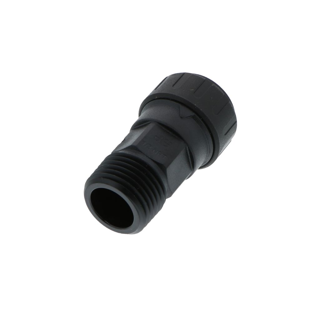 John Guest Black Male Connector - 3/8 CTS x 1/2 NPT