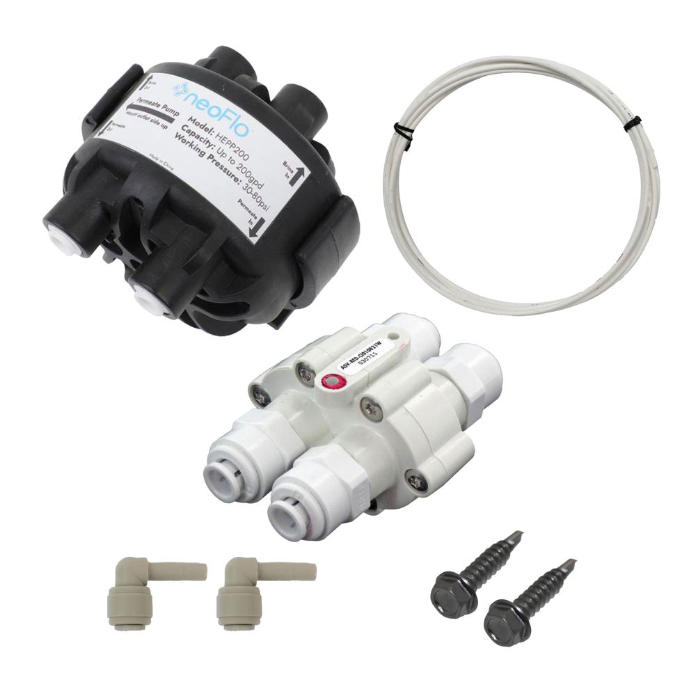 neoFlo Permeate Pump 200gpd with Fitting & Tubing and ASO Valve