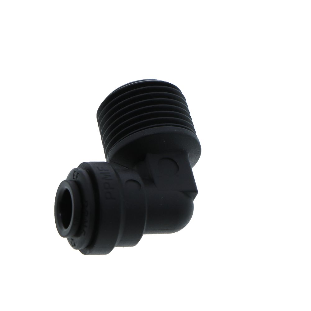 John Guest Fixed Elbow NPTF Black Polypropylene - 1/4 x 3/8 NPTF