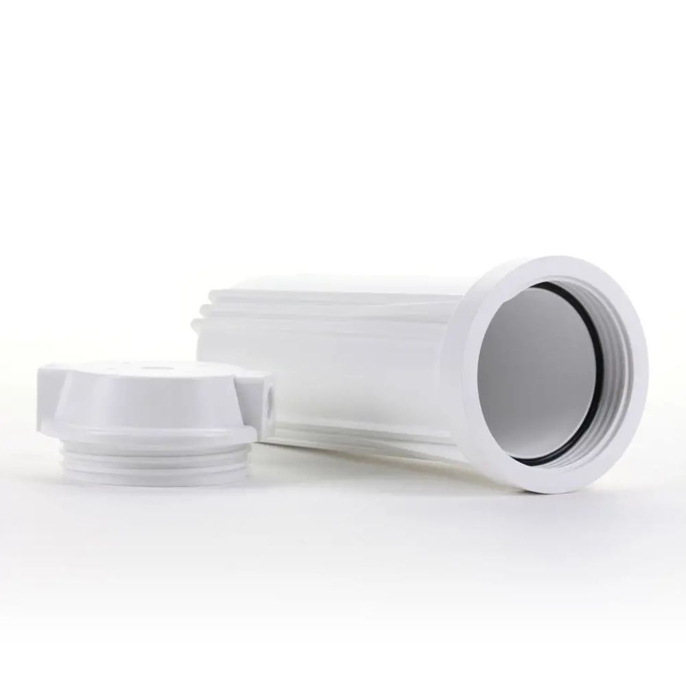 10" White Housing w/ White Flat Cap, RO & Filtration Systems 3/8" Ports