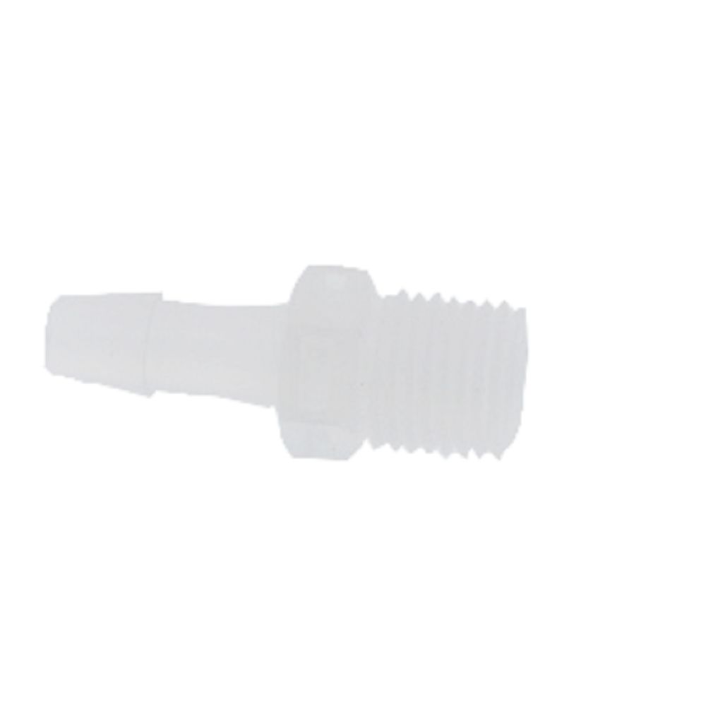 FitQuik Polypropylene Thread to Tube Straight Fitting - 1/4 NPT to 1/4 ID Barb