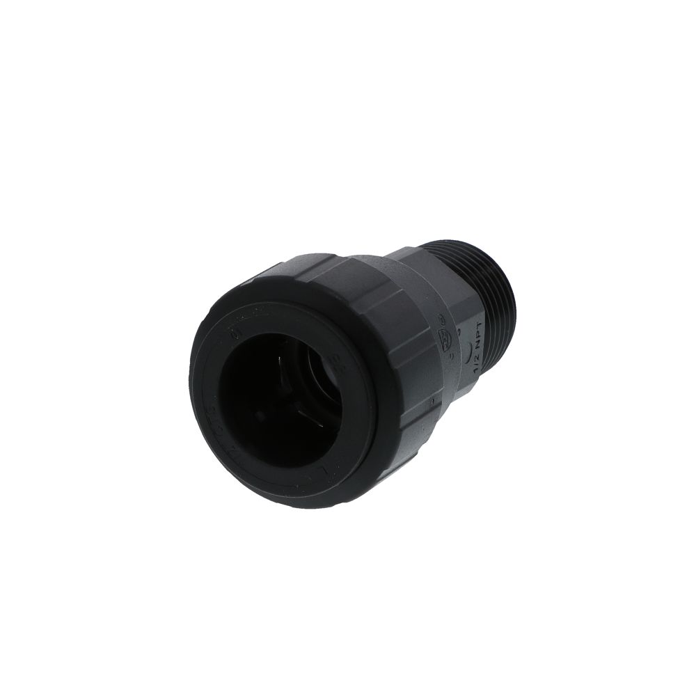John Guest Black Male Connector - 1/2 CTS x 1/2 NPT