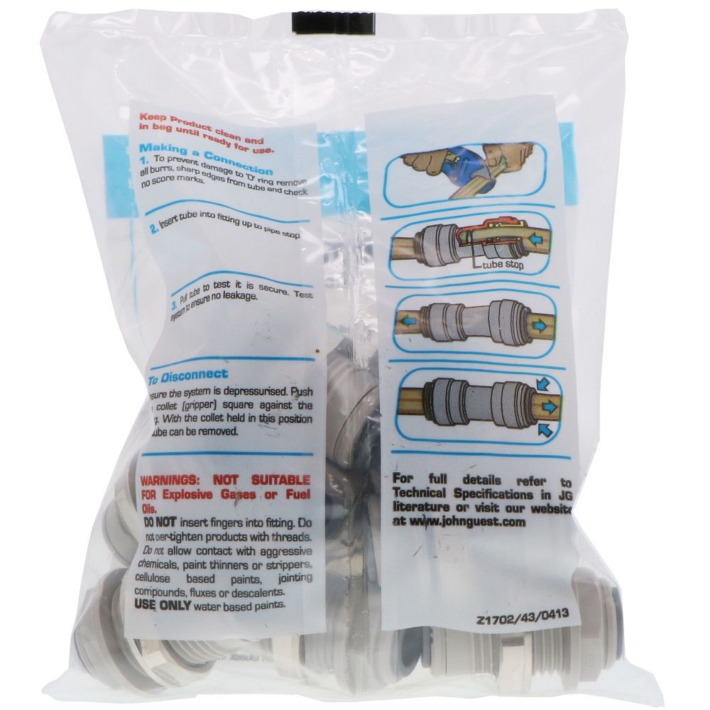 John Guest Bulkhead Union - 3/8 x 3/8