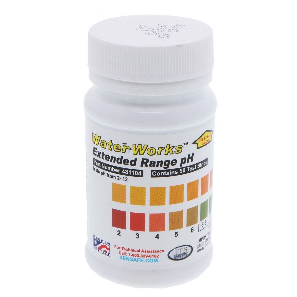 WaterWorks Extended Range pH Check Test Strips 50 per Bottle