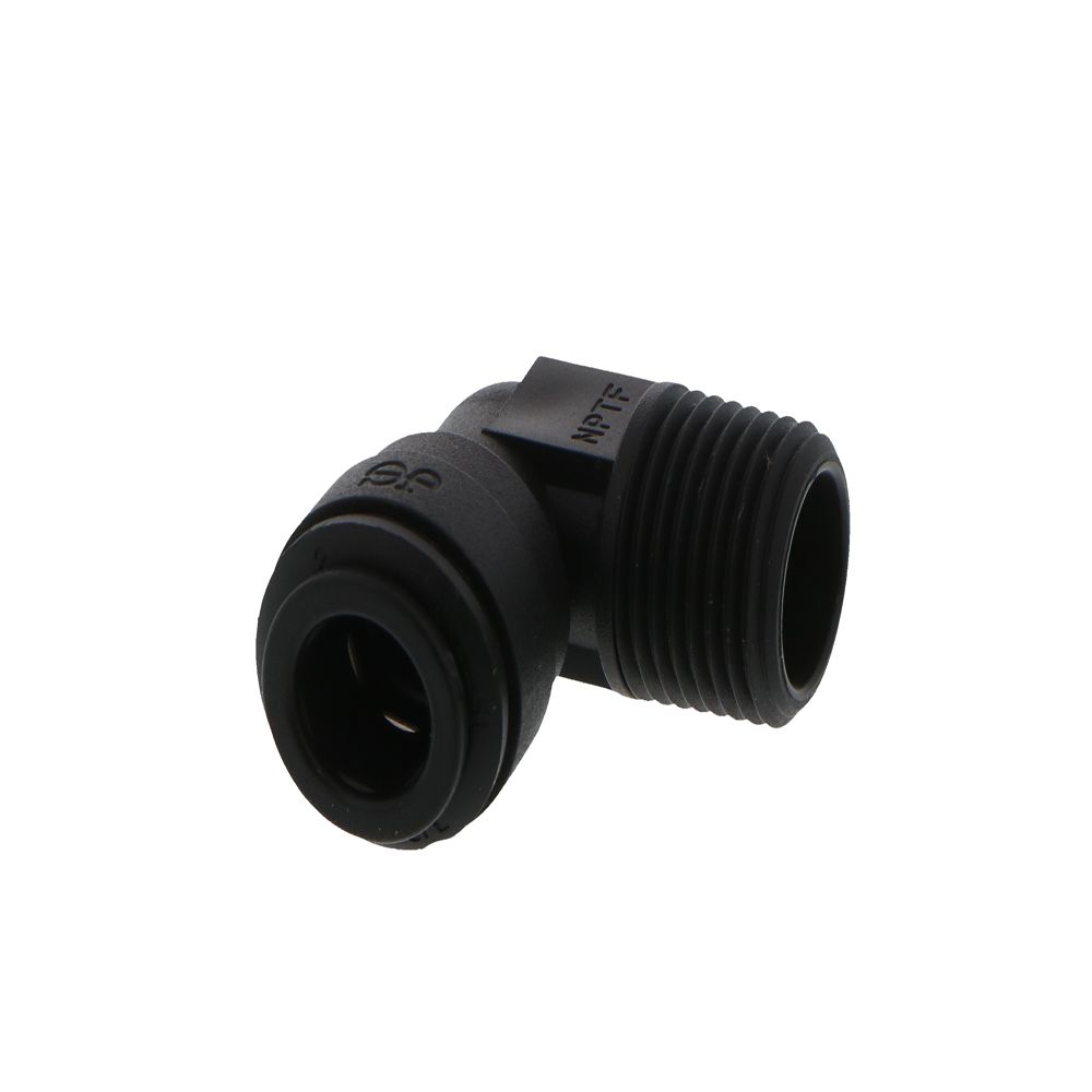 John Guest Fixed Elbow NPTF Black Polypropylene - 3/8 x 3/8 NPTF