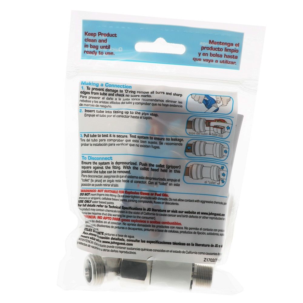 John Guest Angle Stop Adapter Valve Lead-Free - 1/2 x 3/8 x 1/4