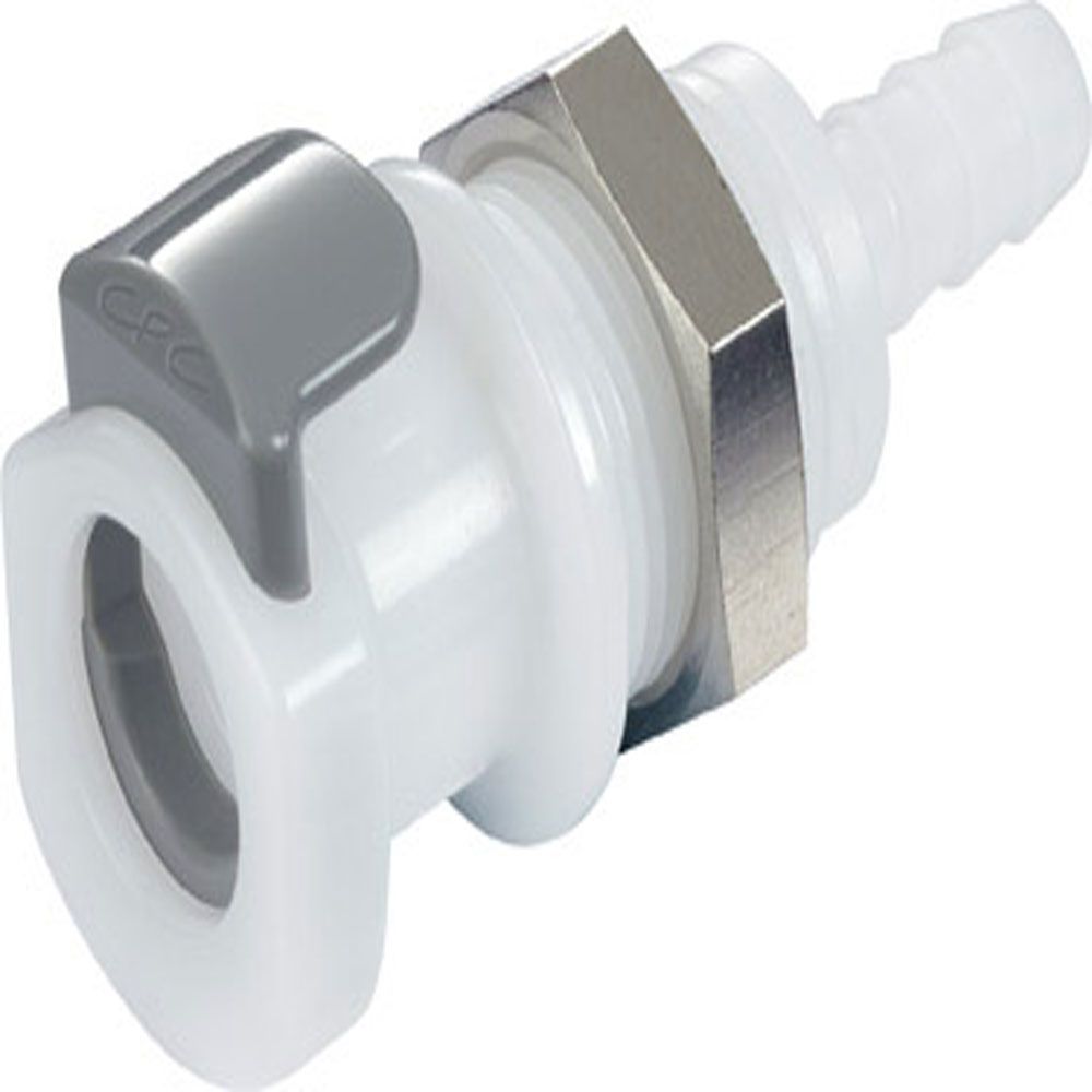 9207900 NSF Non-Valved Panel Mount Hose Barb Coupling Body 1/4 ID Barb