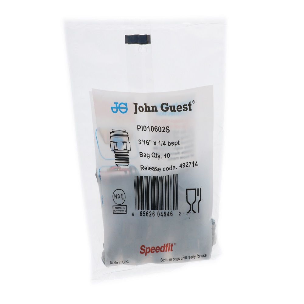 John Guest Male Connector BSPT - 3/16 x 1/4 BSPT