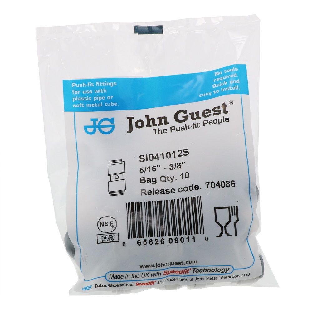 John Guest Superseal Union - 5/16 Superseal x 3/8