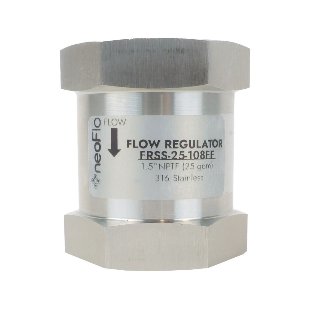 neoFlo Stainless Steel Flow Restrictor 25 GPM 316SS 1.5" FPT x FPT
